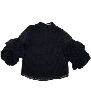 Wishlist Apparel Black Top with Ruffle 3/4 Sleeves